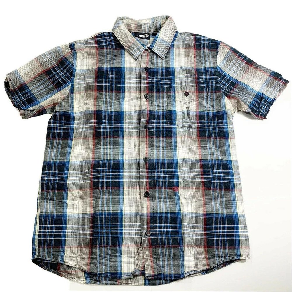 Vans Off The Wall Button Up Shirt Short Sleeve Blu